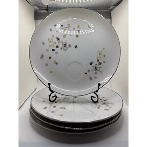 MCM Atomic Plates Laurel China Frolic Snack Plates Midcentury Set of 4